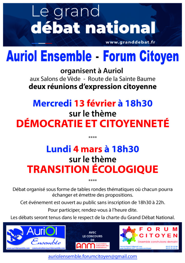 Grand débat Auriol Ensemble Forum Citoyen